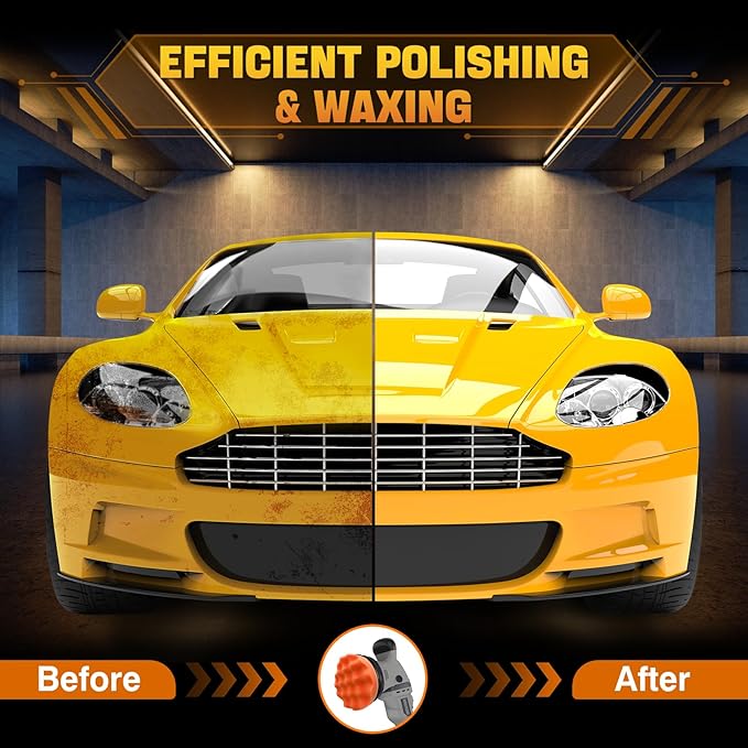 Cordless Buffer Polisher Kit for Dewalt 20V Battery (No Battery), 6-Inch Orbital Car Polisher Variable Speed 1800—5500 RPM, 17PCS Polishing Accessories, for Car Polishing/Waxing (Tool Only)