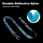 Dog Seat Belt for Car, Adjustable Dog Car Harness Seatbelt for Small Medium Large Dogs, Heavy Duty Travel Safety Restraint with Locking Aluminum Hook & Reflective Nylon Strap, Light Blue