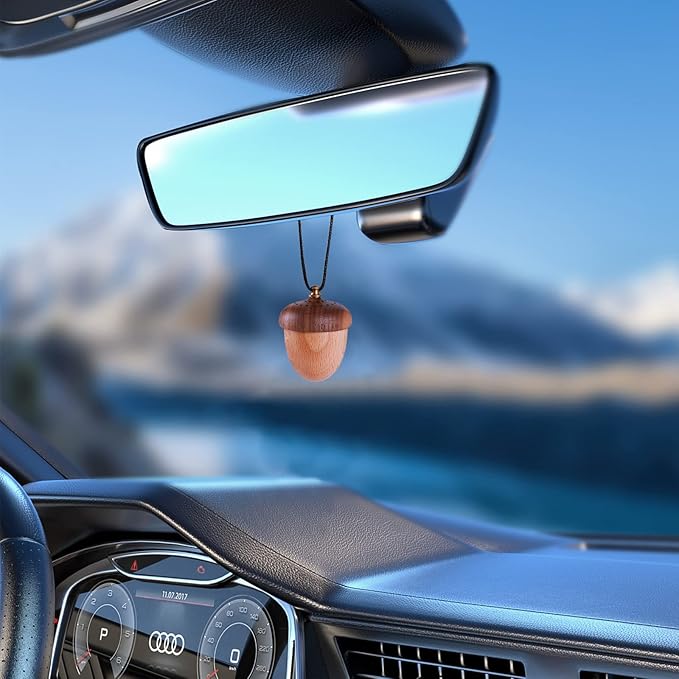 Maromalife Essential Oil Car Diffuser, Wooden Acorn Decor Cute Car Diffuser Air Freshener, Hanging Aromatherapy Diffuser Perfume Car Decoration, Gift for Women/Men, Christmas, Birthday