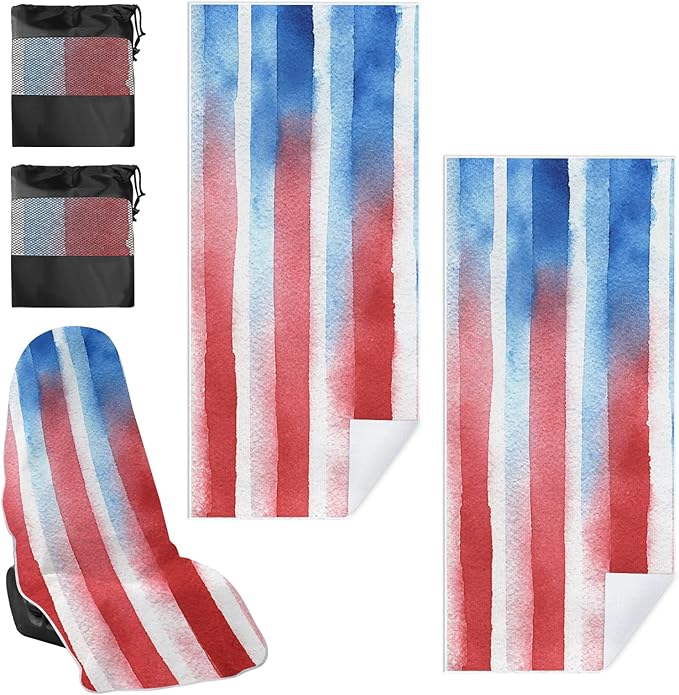 1 Pack Car Towel Seat Covers with Storage Bag, Multifunctional Towel for Gym Outdoor Sport, Picnic, Beach, Pet Dog Travel,Non-Slip Washable Car Seat Protector (Flag Stripes)