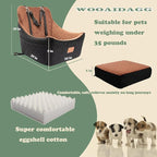 Dog Car Seat for Medium Sized Dog,Pet Travel Car Bed with Seat Belt Channle,Fully Detachable and Washable Car Dog Seat with Adjustable Straps,3 Straps Easy to Install (Black/Brown)