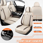 Car Seat Covers Compatible with Toyota Camry 2012-2026 Durable Waterproof Automotive Seat Covers Stretchable Fabric Material, Airbag Compatibility, Premium Nappa Leather(Full Set, Beige Brown)