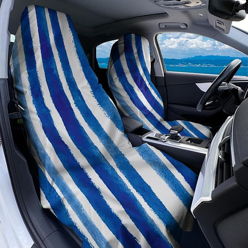 1 Pack Car Towel Seat Covers with Storage Bag, Multifunctional Towel for Gym Outdoor Sport, Picnic, Beach, Pet Dog Travel,Non-Slip Washable Car Seat Protector (Blue White Stripes)