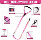 2 Piece Dog Car Seat Belt Harness Retractable Restraint for Car Headrest Adjustable Heavy Duty & Elastic & Durable Dog Car Seat Belt (Red)