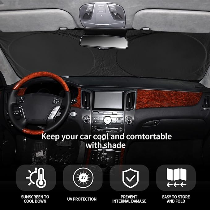 Car Windshield Sun Shade Compatible with Subaru Crosstrek 2021 2022 2023 2024 Front Window Sunshades for XV Crosstreck 2012-2024 Sun Visor Protector 210T Reflective Fabric Foldable Shades Block UV Ray