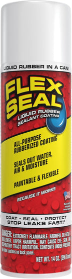Flex Seal, 14 oz, White, Stop Leaks Instantly, Waterproof Rubber Spray On Sealant Coating, Perfect for Gutters, Wood, RV, Campers, Roof Repair, Skylights, Windows, and More