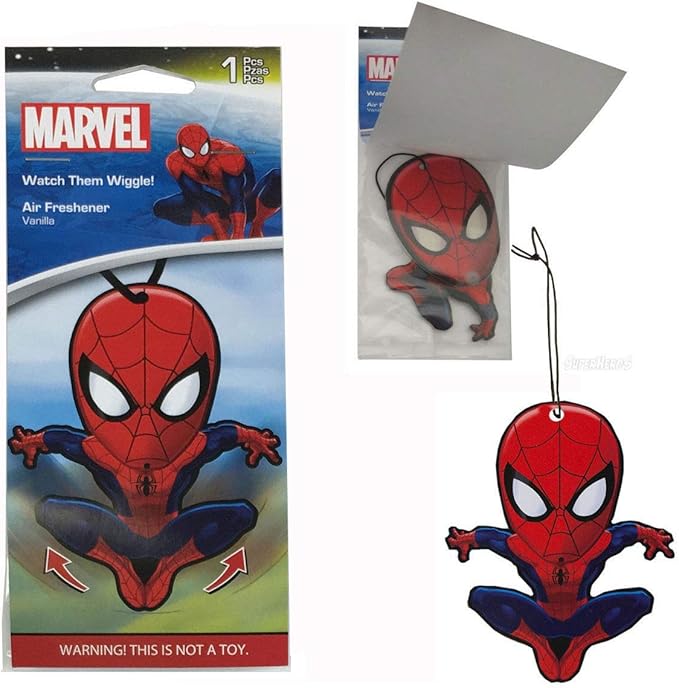 Plasticolor Spider-Man Car Air Freshener Pack - 6 Count Wiggler (Vanilla Scent, Red, Hanging Paper)