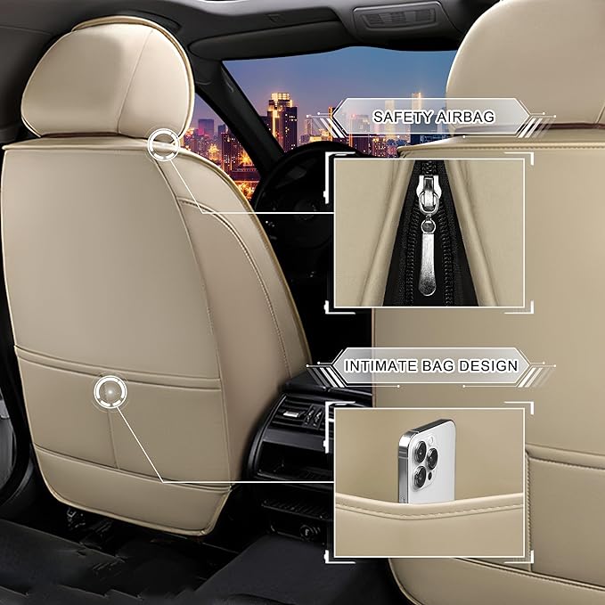CTDS Car Seat Covers for Chevy Equinox 2005-2026, Stylish Sport Seat Cover, Premium Nappa Leather Car Seat Cover. Automobile Seat Covers Sets.(Luxury 5 Seats/Beige)