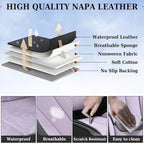 Coverado Universal Seat Covers Front, 2-Pack Universal Seat Covers for Cars, Waterproof Nappa Leather Car Seat Covers with Head Pillow, Auto Protectors Fit for Most Sedans SUV Truck-Black&Purple