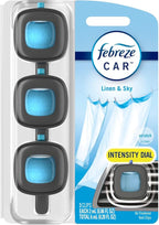 Febreze Car Odor-Fighting Car Freshener Vent Clip Linen & Sky, 0.06 fl oz, 3 Ct Pack of 2