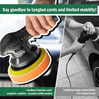 BATOCA 2026S3 Cordless Car Buffer Polisher, 2pcs 2.0Ah 12V Lithium-ion Rechargeable Battery Powered Polisher with 6 Variable Speed, DA Orbital Buffer for Car Detailing, Polishing, Waxing, Carbon Style