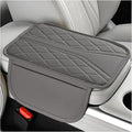 Car Center Console Cover, Leather Auto Armrest Cushion Pad with Two Storage Pockets, Waterproof Arm Rest Box Mat Protective Cover for Sedan SUV Truck, Car Accessories (Gray)