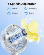 SWEETFULL Portable Stroller Fan with LED Display, 4 Speed Rechargeable Mini Clip On Fan, 360° Rotate Flexible Tripod Better Cooling Small Baby Fan for Car Seat Crib Travel Bike Treadmill (White)