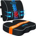 Memory Foam Seat Cushion & Lumbar Support Pillow Set – Extra Large Orthopedic Cushion for Office Chair, Car, Home. Enhanced Comfort & Tailbone Relief for Long Sitting Hour Black/X-Large