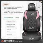 Coverado Seat Covers, Car Seat Covers Full Set, Car Seat Cover, Car Seat Covers Front Seats and Back, Waterproof Car Seat Cushion, Faux Leather Car Seat Protector Universal Fit Most Cars, Black&Pink