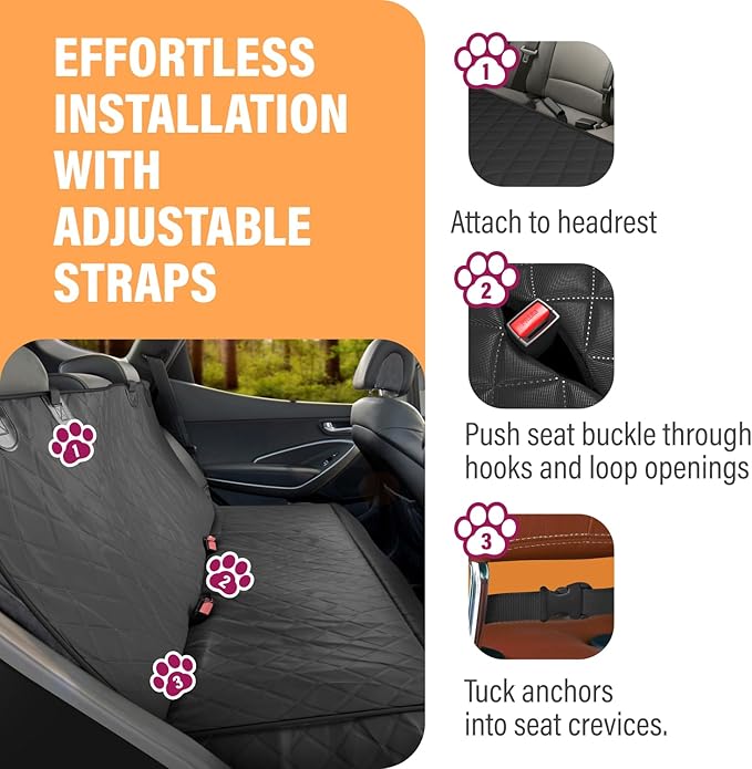 Active Pets Blue XL Dog Car Hammock Back Seat Cover, Waterproof Backseat Cover Protector for Truck Bench Rear of Sedans or SUVs, Essential Pet Supplies Vacuum or Wipe Clean, Machine Washable