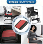 Car Seat Cushion,Thickened Comfort Memory Foam Seat Cushions for Car and Office Chair - Sciatica & Lower Back Pain Relief, Driver Seat Pillow for Auto, Office Chair, Wheelchair Pad-Black Red