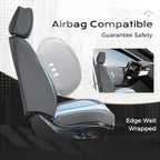 Coverado Seat Covers, Car Seat Covers Front Seats, Leather Seat Covers for Cars, Car Seat Protector Waterproof, Gray Car Seat Cushion, Front Carseat Cover Universal Fit for Most Cars Lightblue
