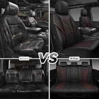 CAR PASS 3D Foam Mesh Leather Car Seat Covers Full Set,Breathable Mesh Faux Leather Seat Covers for Car,Universal Fit for SUV Truck Sedan Automotive, Armrest Airbag Compatible,Black and Red