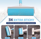 5-in-1 Pet Hair Remover Kit, Washable & Reusable Gel Lint Roller with 40.5" Extendable Handle, Cat Dog Hair Removal Tool, Carpet Rake & Grooming Gloves for Pets, Couch, Furniture, Clothes
