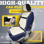 LINGVIDO Full Set Car Seat Covers, Faux Nappa Leather, Airbag Compatible and Waterproof Protectors for Sedans SUVs, Breathable Interior for Active Families, Pets, and Commuters (5 Seats, White/Blue)