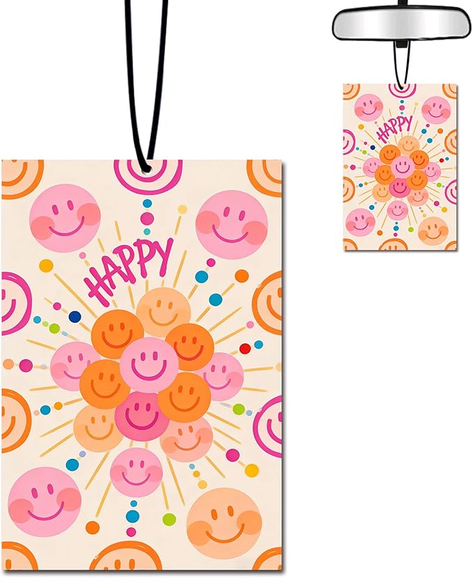 Smiling Faces Car Air Freshener Hanging,Car Accessories Smiling Faces Gifts for Women and Men New Driver Auto Decor Rearview Mirror Hanging Accessories,Cute Aromatherapy for Cars Interior or Locker