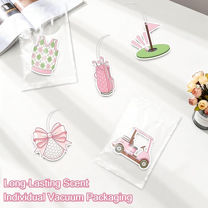 Car Air Fresheners,5-Pack Golf Green Tea Scents Cute Car Accessories,Funny Hanging Ornament Decor for Rearview Mirror,Long-Lasting Fresh Gifts for Women,Girls,Coworkers,Golfer