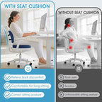 Seat Cushion, Lumbar Support Pillow with Adjustable Strap-Chair Cushions for Sciatica Pain Relief-with Washable Cover Memory Foam for Car, Travel and Wheelchair-Blue X-Large