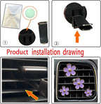 Daisy Air Vent Clips, 4 Pcs Cute Flower Car Air Conditioning Outlet Clip Car Air Freshener Clip Charm Car Inter Decor Accessories for Women (Purple)