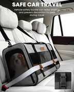 Large Cat Dog Carrier for Pet Up to 20 Lb - 20×13×13 in, Top & Side Entry, Foldable, Soft-Sided Pet Carrier with Ventilated Anti-Scratch Mesh & Car Seat Buckle for Car, Travel and Vet – Grey