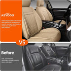 KEYOOG 2-Seater Waterproof and Breathable Nappa Leather Car Seat Covers Full Set, Fit for Front Seats of Cars, Compatible with Airbags, Car Seat Protector Covers for Most Cars - Beige