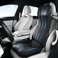 Coverado Car Seat Cushion and Lumbar Support Headrest Pillow One Piece, Ergonomic Memory Foam Car Neck Pillow & Back Support, Soft Leather Breathable Driving Seat Cushion Sciatica Pain Relief, Black