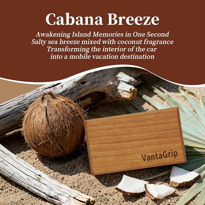 Car Air Freshener - The Original Wood Air Freshener - Car Odor Eliminator - Long Lasting Scent - Auto Accessories - Metal Clip - Essential Oils - Clean Ingredients - Cabana Scent Starter Kit