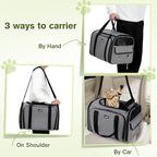 Pecute Cat Carrier Expandable, Extra Large Pet Carrier Bag, Foldable Cat Carrier Bag with Breathable Mesh, Pet Carrier Transport Bag for Dogs and Cats, with Shoulder Strap and Pet Bowl