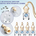 Qinyoung 30 Pack Employee Appreciation Gift Hanging Car Air Freshener Diffuser Bottles Empty Bulk Essential Oil Perfume Car Diffuser Pendant Bottle with Evil Eye Charms Gift for Valentines Galentines