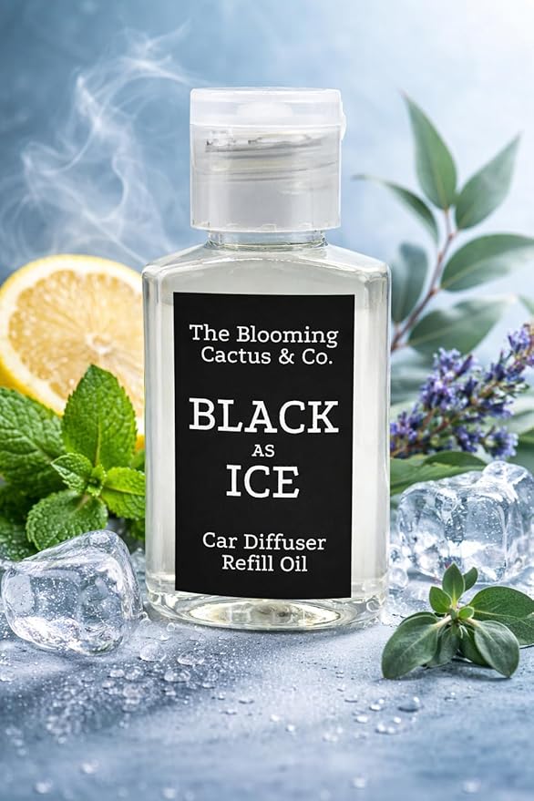 Car Diffuser Oil Refill 1 oz – Essential Oil Car Air Freshener Refill for Hanging Car Diffuser, Long Lasting Fragrance Oil, Phthalate Free, Multiple Scents. | Black Ice (Type)