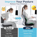 Seat Cushion, Office Chair Cushion, L-Shaped Ergonomic Car Seat Cushions, Memory Foam Chair Cushion, Lumbar Support Pillow for Wheelchair, Car, Home, Office, Desk, Blue
