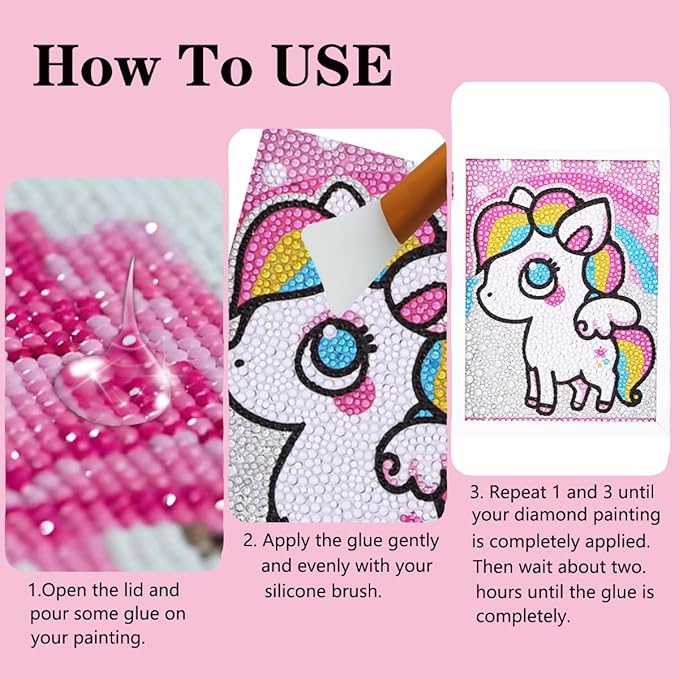 Diamond Painting Sealer Glue Kit 2 Pack 8OZ with Silicone Brush, Diamond Art Sealer Clear Finish High Gloss Permanent Hold & Shine Effect Puzzle Glue Clear Diamond Art Kits for Adults