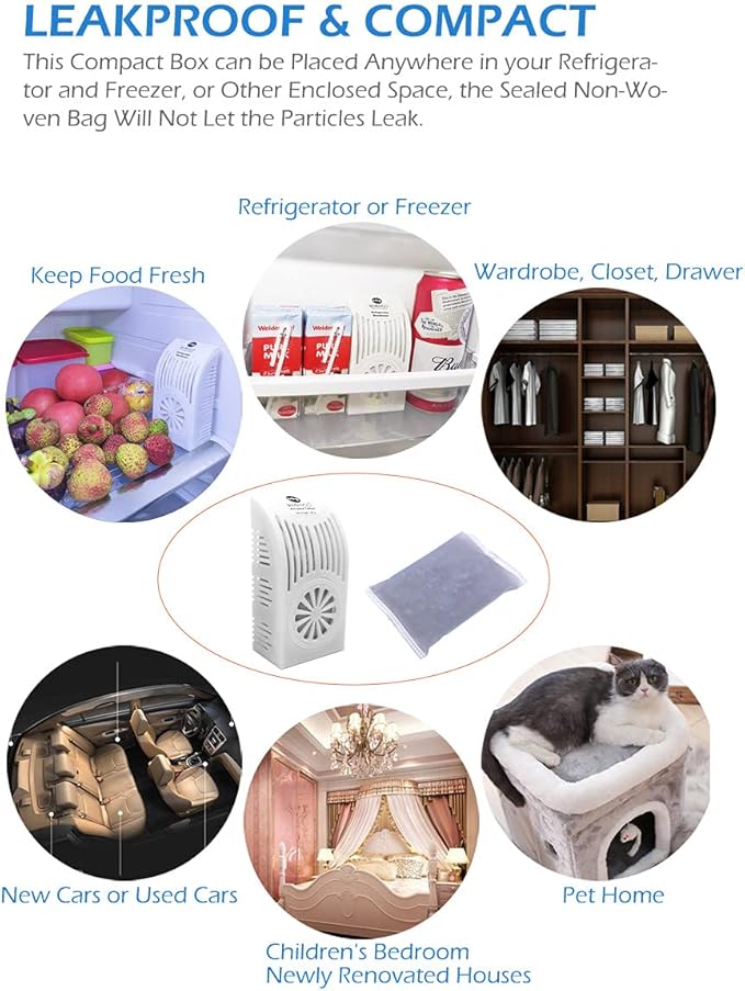 [4-Pack x 200g] Charcoal Bags with Plastic Box, Activated Carbon Bamboo Charcoal Air Purifying Bag for Refrigerator, Wardrobe, Closet, Shoebox, Drawer, Pet Home, Storage Room