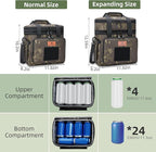 HSHRISH Lunch Box for men, Large Expandable Insulated Lunch Bag, Durable Waterproof Leakproof Tactical Cooler Bag for Men Work Beach Picnic Trips, 24 Cans/16 L, Black-Camo