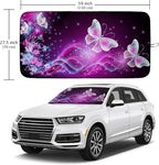 Purple Butterfly Car Windshield Sun Shade Foldable Sunshade Front Window Cover Sun Visor Protector Accessories (59x27.5 inches)