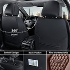 Coverado Car Seat Covers, Seat Covers Full Set, Coffee Car Seat Cover, Auto Seat Covers Front Seats Rear Seat Cover, Luxury Car Seat Cushion,Leather Seat Cover Seat Protector Universal Fit Most Cars