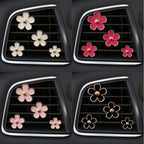 Daisy Air Vent Clips, 4 Pcs Cute Flower Car Air Conditioning Outlet Clip Car Air Freshener Clip Charm Car Inter Decor Accessories for Women (Red)