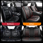Fit Forester Car Seat Covers for Subaru Forester 2007-2025 2026 - Upgraded Premium Waterproof & Breathable Leather, Airbag Compatible, All-Weather Seat Cushion Protector (Full Set, Black+Red)