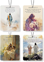 Christian Bible Verse Car Air Freshener 4 Pcs, Religious Scripture & Watercolor Art Hanging Scents for Cars Closet Drawer Books, Inspirational Car Accessories Mirror Decor for women.