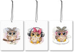 Mancheng-zi Cute Owl Car Air Freshener 3Pcs, Gifts for Owl Lovers Air Freshener Hanging for Cars Closet Drawer or Books, Cute Car Accessories Mirror Decor for Women