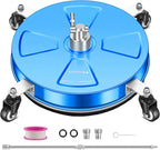 16'' Pressure Washer Surface Cleaner with 4 Wheels - Stainless Steel Surface Cleaner for Pressure Washer Attachment for Concrete, Driveway, Patio, Sidewalk, Deck and Driveways (16 INCH Blue)