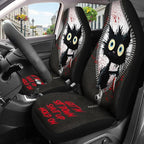 GENANY Horror Black Cat Car Seat Covers Set of 2, Breathable Front Seat Covers for Truck Sedan SUV, Funny Car Accessories, Spook Gift for Women Men