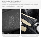 Patchwork Leather Center Console Covers for Cars,Upgraded Arm Rest Cover for Car with Side Storage Pocket for Car Seat Organizer,Middle Console Cover Stylish Car Decoration (Light Beige)