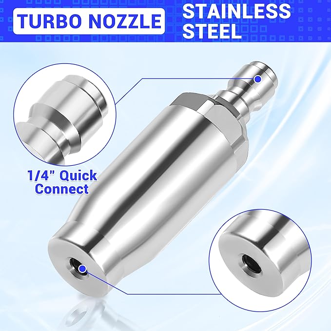 RIDGE WASHER Turbo Nozzle for Pressure Washer, Pressure Washer Nozzle, 6-in-1 Quick Changeover with 1/4'' Quick Connect